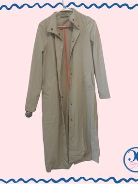 Noisy May Light Beige Trench Coat with Coral Trim